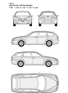 阿尔法romeo 156 sportwagon款汽车线稿图片
