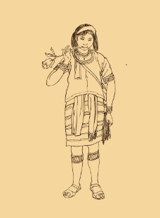 佤族人物白描图片