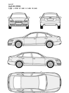 奥迪a6(2004)汽车线稿图片