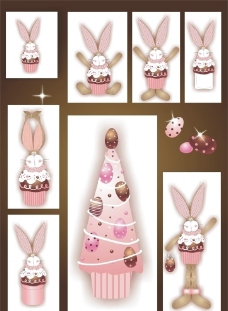 春姿粉红巧克力蛋糕春天兔子图片