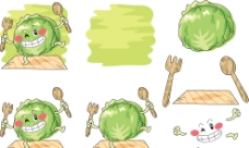 绿色蔬菜手绘包菜表情图片